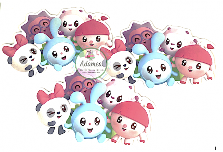 Baby Riki - Topper de tort  personalizat cu element special din carton sub forma de  grup cu personajele Baby Riki
