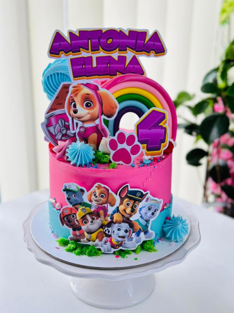 Topper de tort  personalizat cu element special din carton sub forma de  gasca vesela din Patrula catelusilor [1]