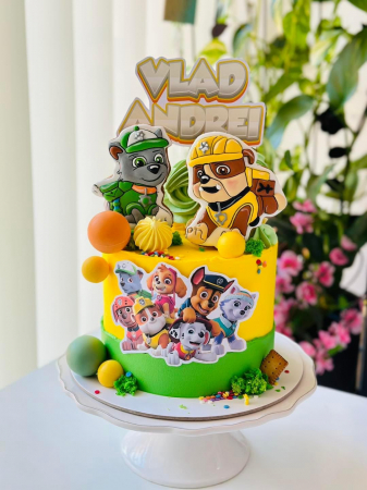 Topper de tort  personalizat cu element special din carton sub forma de  gasca vesela din Patrula catelusilor [3]