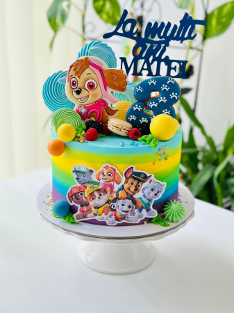 Topper de tort  personalizat cu element special din carton sub forma de  gasca vesela din Patrula catelusilor [5]