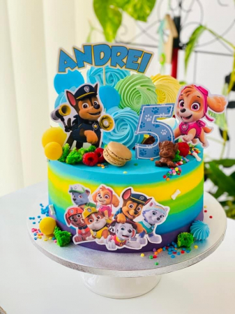 Topper de tort  personalizat cu element special din carton sub forma de  gasca vesela din Patrula catelusilor [2]