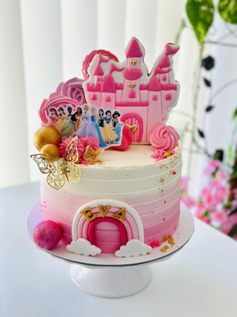 Topper frontal de tort personalizat cu printese - Ariel, Belle, Tiana, Pocahontas, Cenușăreasa, Aurora, Mulan, Albă ca Zăpada și Jasmin [2]