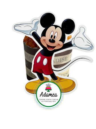 Suite - Topper de tort  personalizat cu element special din carton sub forma de Mikey vesel cu mainile in sus
