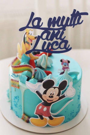 Topper de tort  personalizat cu element special din carton sub forma de Mikey vesel cu mainile in sus [4]