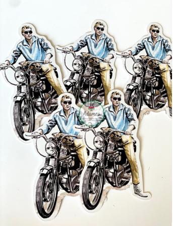 Topper de tort cu Cartonaș sub forma de motociclist blond