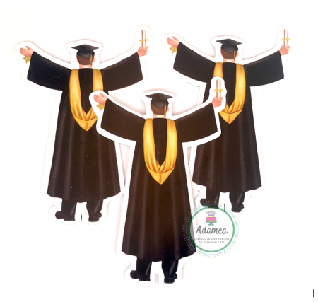 Final de an scolar - Topper frontal de tort din carton cu student cu spatele