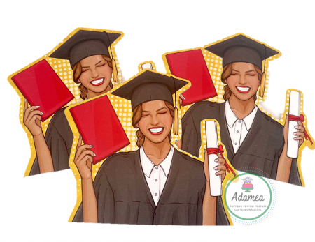 Final de an scolar - Topper tort cu studenta din carton