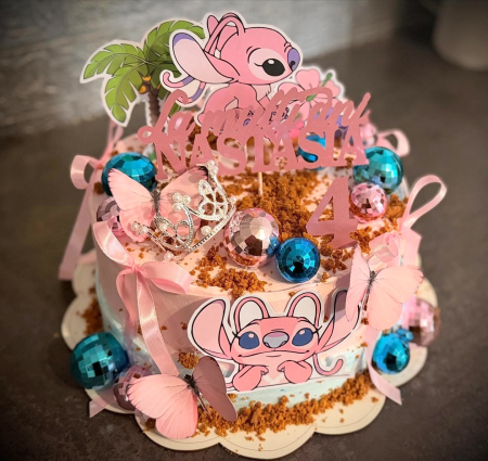 Topper de tort  personalizat cu element special din carton sub forma de Angel de pus in fata tortului [2]