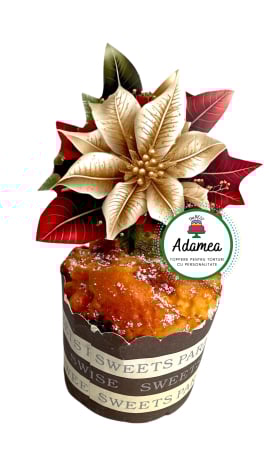 Crăciun - Topper de tort  personalizat cu element special din carton sub forma de floare de Craciunita