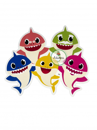 Topper de tort cu element special din carton sub forma de cap de familia Baby Shark [1]
