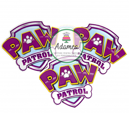 Patrula Catelusilor pentru fete - Topper pentru tort "Paw Patrol" cu logo pentru fetite  - Adamea