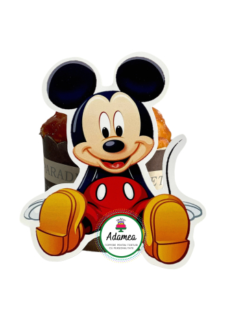 Suite - Topper de tort  personalizat cu element special din carton  premium de inalta calitate sub forma de Mickey simpatic frontal care sta jos