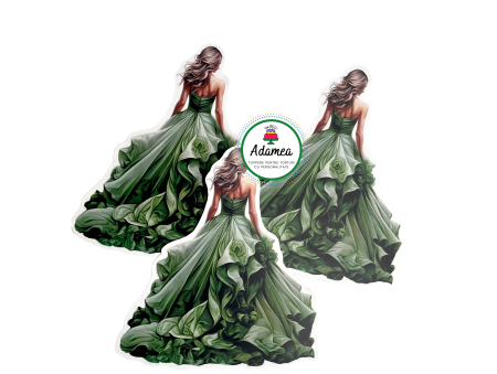 Toppere tort - Topper de tort  personalizat cu element special din carton  premium de inalta calitate sub forma de tanara fata diva cu rochie eleganta verde
