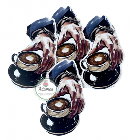 Frontal - Topper frontal din carton cu mana de barbat si ceasca de cafea