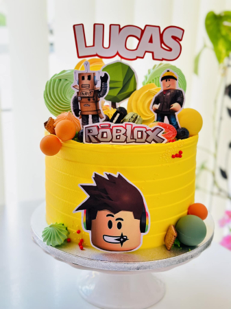 Topper de tort personalizat realizat din carton premium cu cap personaj Roblox [1]