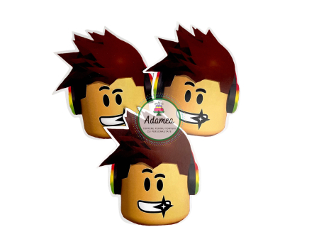 Pentru băieți - Topper de tort personalizat realizat din carton premium cu cap personaj Roblox