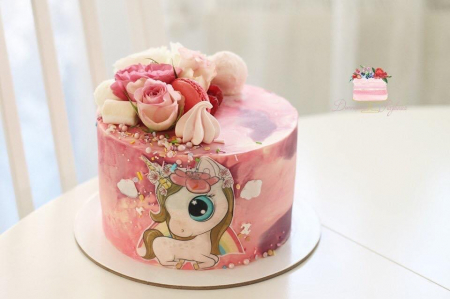 Unicorn - Topper frontal pentru tort cu unicorn simpatic