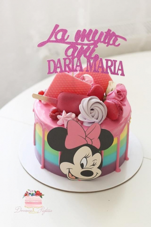 Topper frontal cu Minnie roz