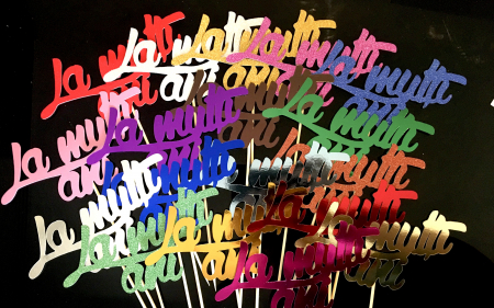 Topper de tort cu mesajul la multi ani din carton verde cu sclipici glitter [2]