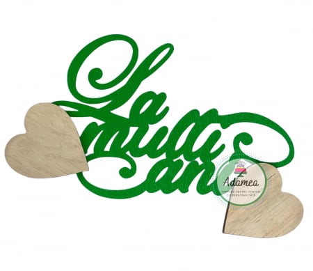 Topper de tort cu element special din carton sub forma de urare La multi ani elegant verde glitter