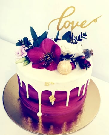 Iubire - Topper de tort cu love auriu mat
