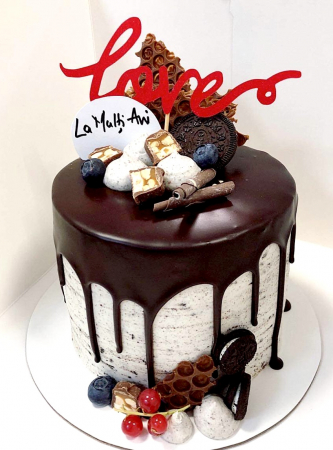 Iubire - Topper tort cu love rosu glitter