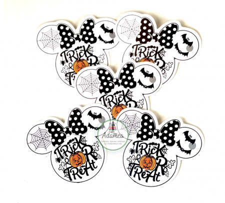 Topper tort cu figurina din carton cap de Minnie de Halloween