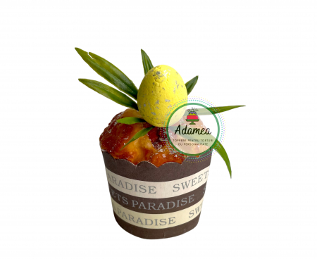 Produse din plastic/lemn/material textil - Topper de tort  personalizat cu element special din plastic si polistiren cu ou galben puternic si iarba pentru torturile de Paste sau cu dinozauri