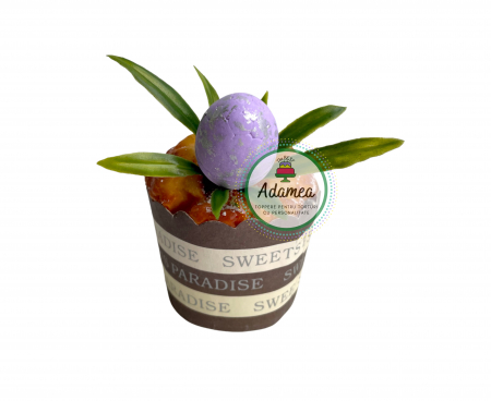 Produse din plastic/lemn/material textil - Topper de tort  personalizat cu element special din plastic si polistiren cu ou mov si iarba pentru torturile de Paste sau cu dinozauri
