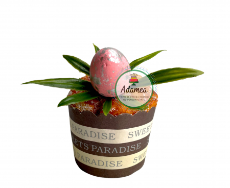 Produse din plastic/lemn/material textil - Topper de tort  personalizat cu element special din plastic si polistiren cu ou roz puternic si iarba pentru torturile de Paste sau cu dinozauri
