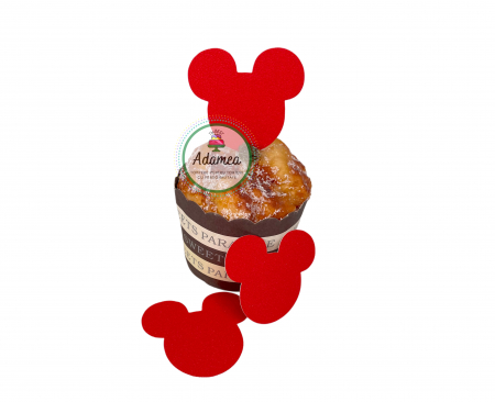 Minnie - Topper de tort  personalizat cu element special din carton sub forma de  cap de Minnierosu glitter