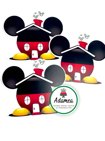 Suite - Topper de tort  personalizat cu element special din carton sub forma de casuta Clubul lui Mikey