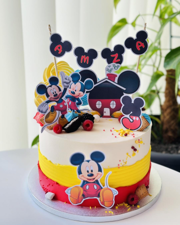 Topper de tort  personalizat cu element special din carton sub forma de casuta Clubul lui Mikey [3]