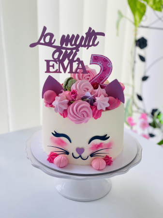 Topper de tort cu element special din carton sub forma de cifra 2 roz cu labute [4]