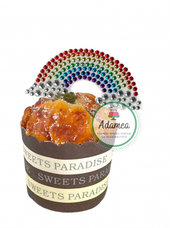 Topper de tort cu element special din carton sub forma de curcubeu cu pietricele sclipitorae [1]