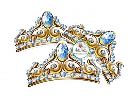 Coronite - Topper de tort cu element special din carton sub forma de diadema cu cristale bleu
