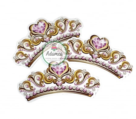 Coronite - Topper de tort cu element special din carton sub forma de diadema cu inimioara roz