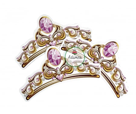 Coronite - Topper de tort cu element special din carton sub forma de diadema cu cristal oval roz