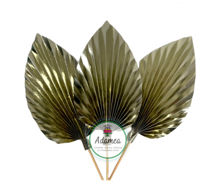 Evantaie - Frunze de palmier - Topper de tort cu element special din carton sub forma de evantai sau frunza de palmier oglinda gold auriu sampanie