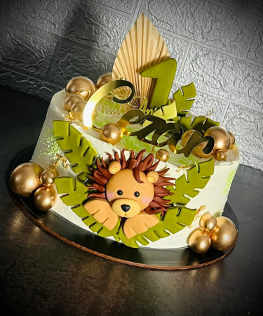 Decor tort frunză de palmier aurie din hârtie - realizat manual ADAMEA [1]