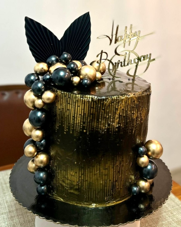 Topper de tort cu element special din carton sub forma de evantai sau frunza de palmier negru mat [1]