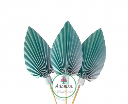Evantaie - Frunze de palmier - topper de tort  personalizat cu element special din carton sub forma de  evantai sau frunza de palmier albastru verde lihgt marmorat
