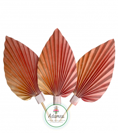Evantaie - Frunze de palmier - Topper de tort  personalizat cu element special din carton sub forma de  evantai sau frunza de palmier portocaliu marmorat