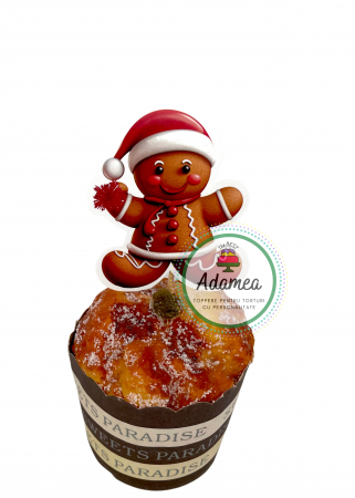 Crăciun - Topper de tort cu element special din carton sub forma de omulet de turta dulce de Craciun