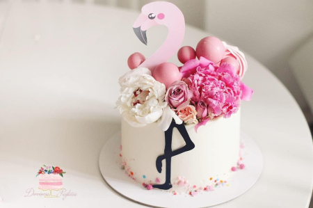 Topper de tort cu flamingo roz [2]