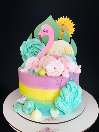 Topper de tort cu flamingo roz [4]