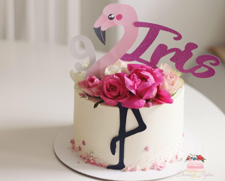 Topper de tort cu flamingo roz [3]