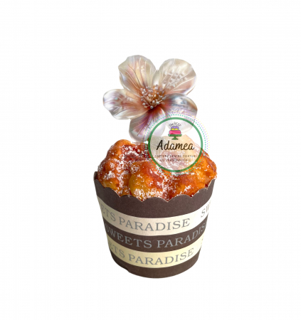Flori - Topper de tort  personalizat cu element special din carton sub forma de  floare  2D cu efect 3D crem sidefat