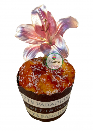 Flori - Topper de tort cu element special din carton sub forma de  floricica de crin lucitoare cu efect 3D