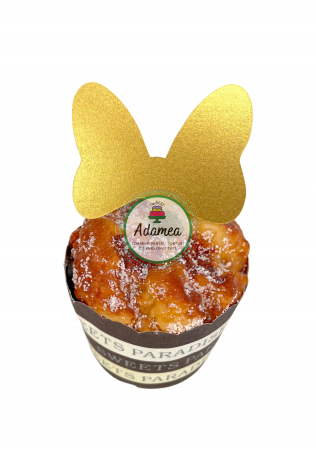 Minnie - Topper de tort cu element special din carton sub forma de fundita Minnie auriu mat